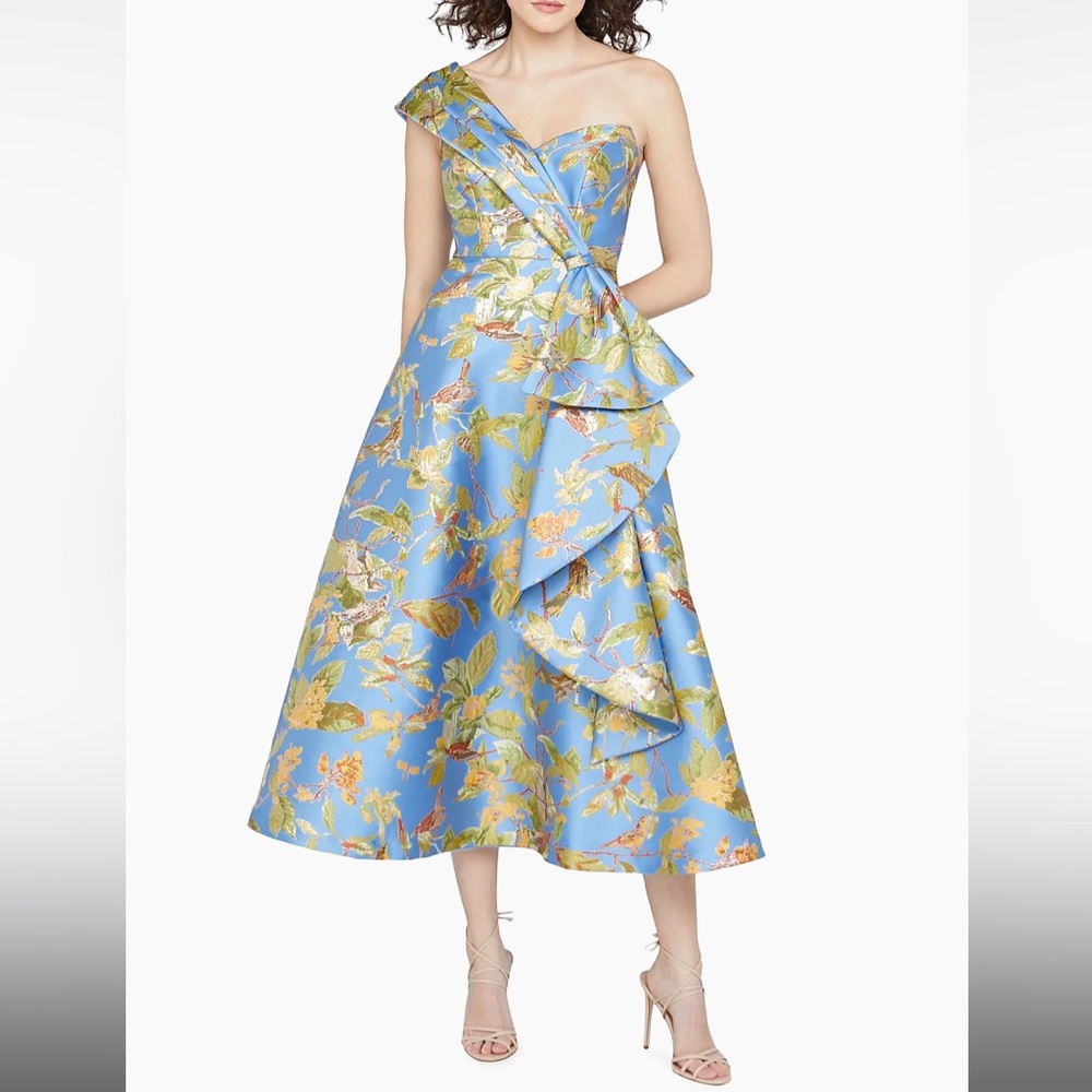 Theia Dalia Floral One-Shoulder Cocktail Dress
Cornflower Marigold, Size 8 - Picture 2 of 5